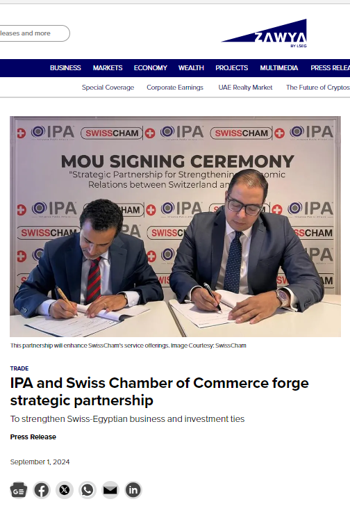 IPA and Swiss Chamber of Commerce forge strategic partnership